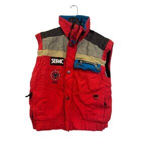 Vintage Serac Mens Insulated Red Multi-Color Vest & Thermal Lining Size 40